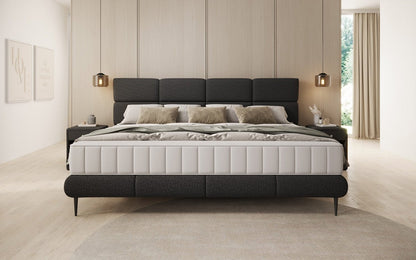 Luxusbetten24 Familien Milano Polsterbett – Samt, Großzügig 220 × 200 cm, Weiß