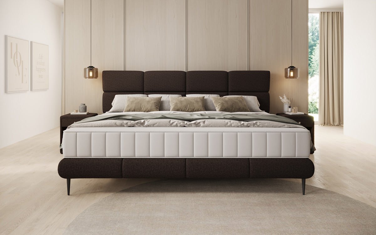 Luxusbetten24 Familien Milano Polsterbett – Samt, Großzügig 220 × 200 cm, Weiß