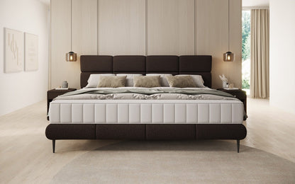 Luxusbetten24 Familien Milano Polsterbett – Samt, Großzügig 220 × 200 cm, Weiß