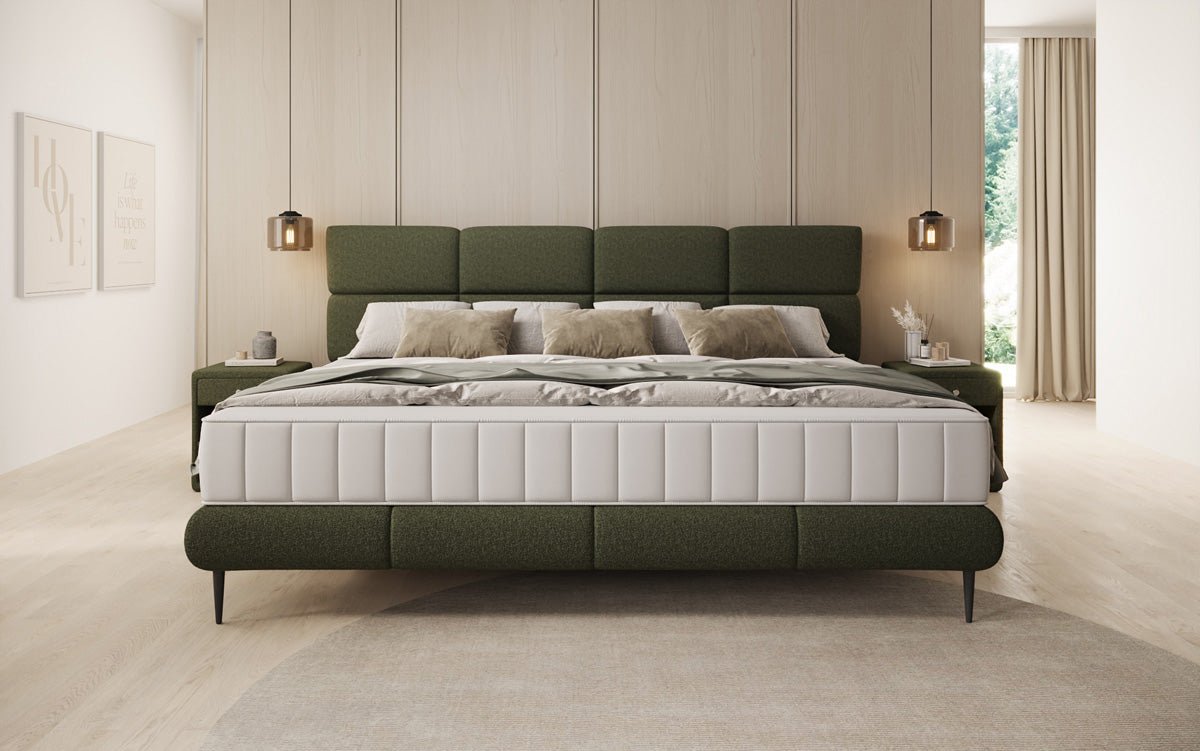 Luxusbetten24 Familien Milano Polsterbett – Samt, Großzügig 220 × 200 cm, Weiß