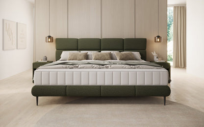 Luxusbetten24 Familien Milano Polsterbett – Samt, Großzügig 220 × 200 cm, Weiß