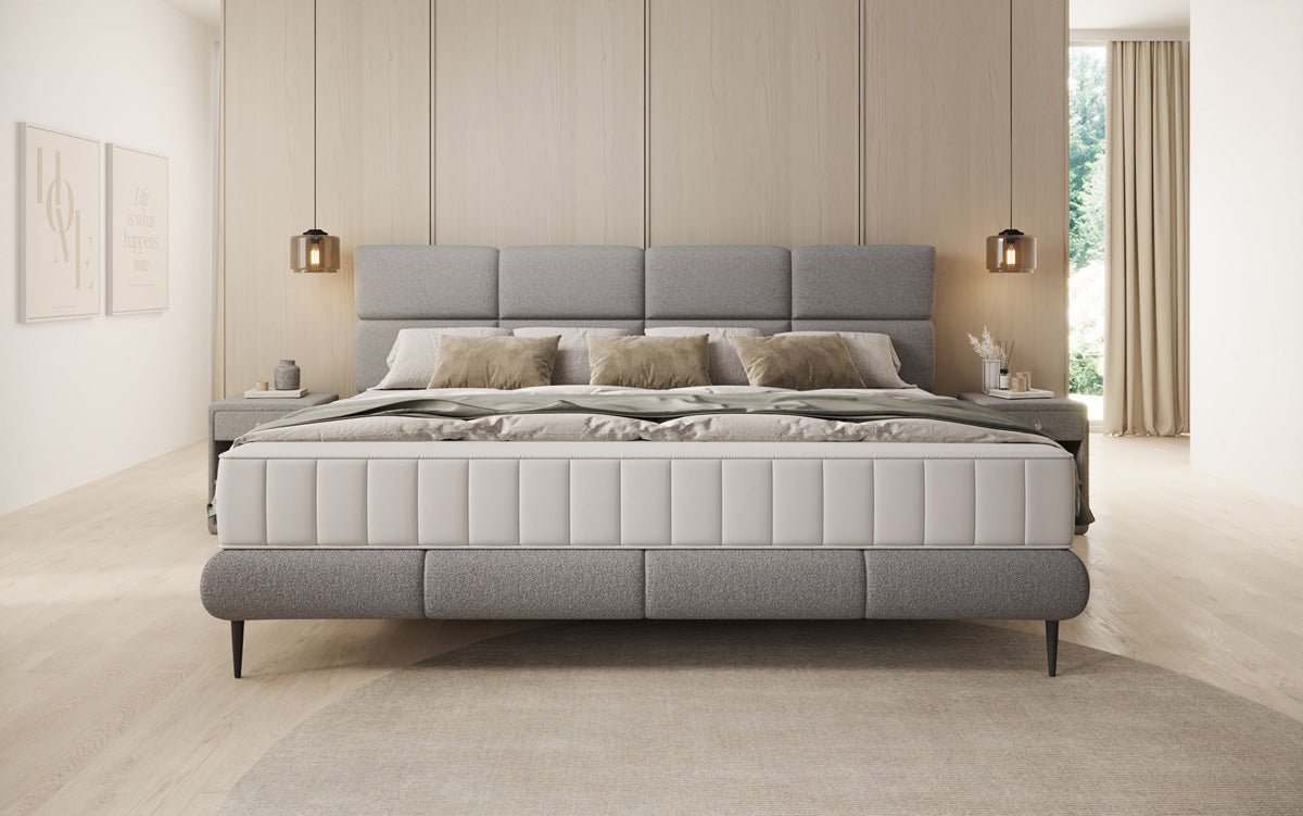 Luxusbetten24 Familien Milano Polsterbett – Samt, Großzügig 220 × 200 cm, Weiß