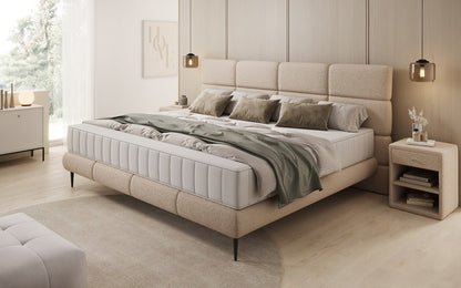 Luxusbetten24 Familien Milano Polsterbett – Samt, Großzügig 220 × 200 cm, Weiß