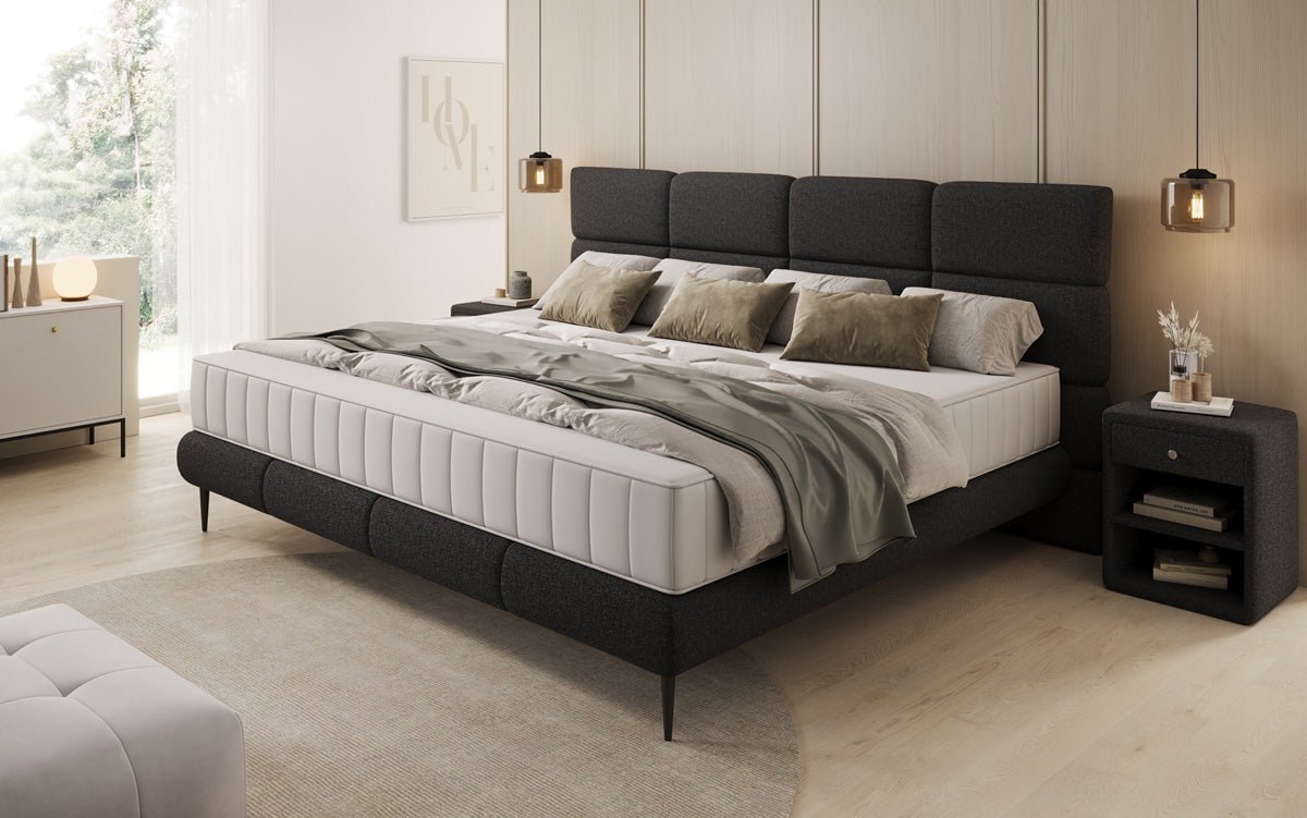 Luxusbetten24 Familien Milano Polsterbett – Samt, Großzügig 220 × 200 cm, Weiß