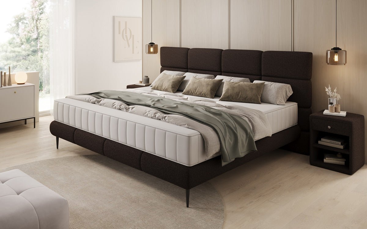 Luxusbetten24 Familien Milano Polsterbett – Samt, Großzügig 220 × 200 cm, Weiß