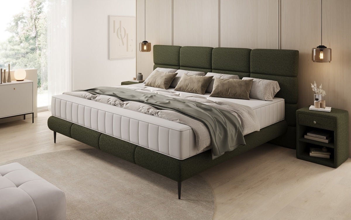 Luxusbetten24 Familien Milano Polsterbett – Samt, Großzügig 220 × 200 cm, Weiß
