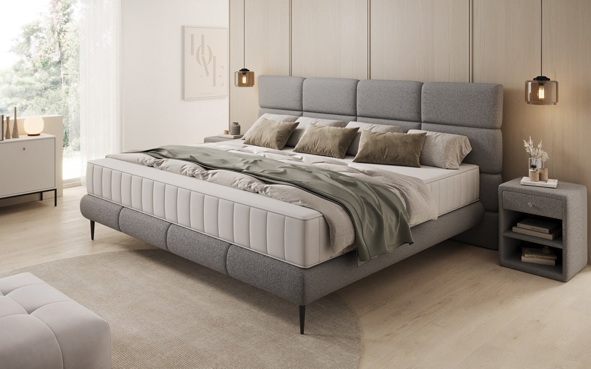 Luxusbetten24 Familien Milano Polsterbett – Samt, Großzügig 220 × 200 cm, Weiß