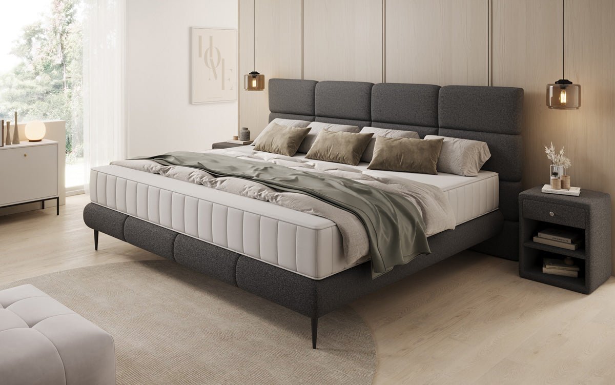 Luxusbetten24 Familien Milano Polsterbett – Samt, Großzügig 220 × 200 cm, Weiß