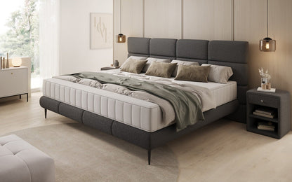 Luxusbetten24 Familien Milano Polsterbett – Samt, Großzügig 220 × 200 cm, Weiß