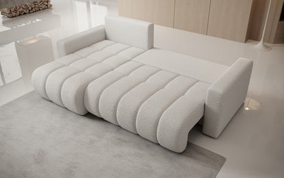 Designer Sofa Giulio L mit Schlaf- und Klappfunktion in Bouclé