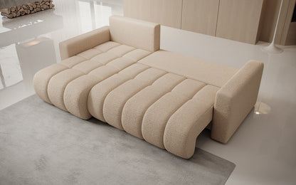 Designer Sofa Giulio L mit Schlaf- und Klappfunktion in Bouclé