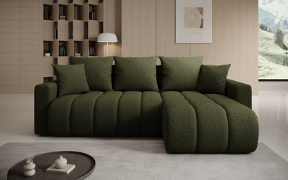 Designer Sofa Giulio L mit Schlaf- und Klappfunktion in Bouclé