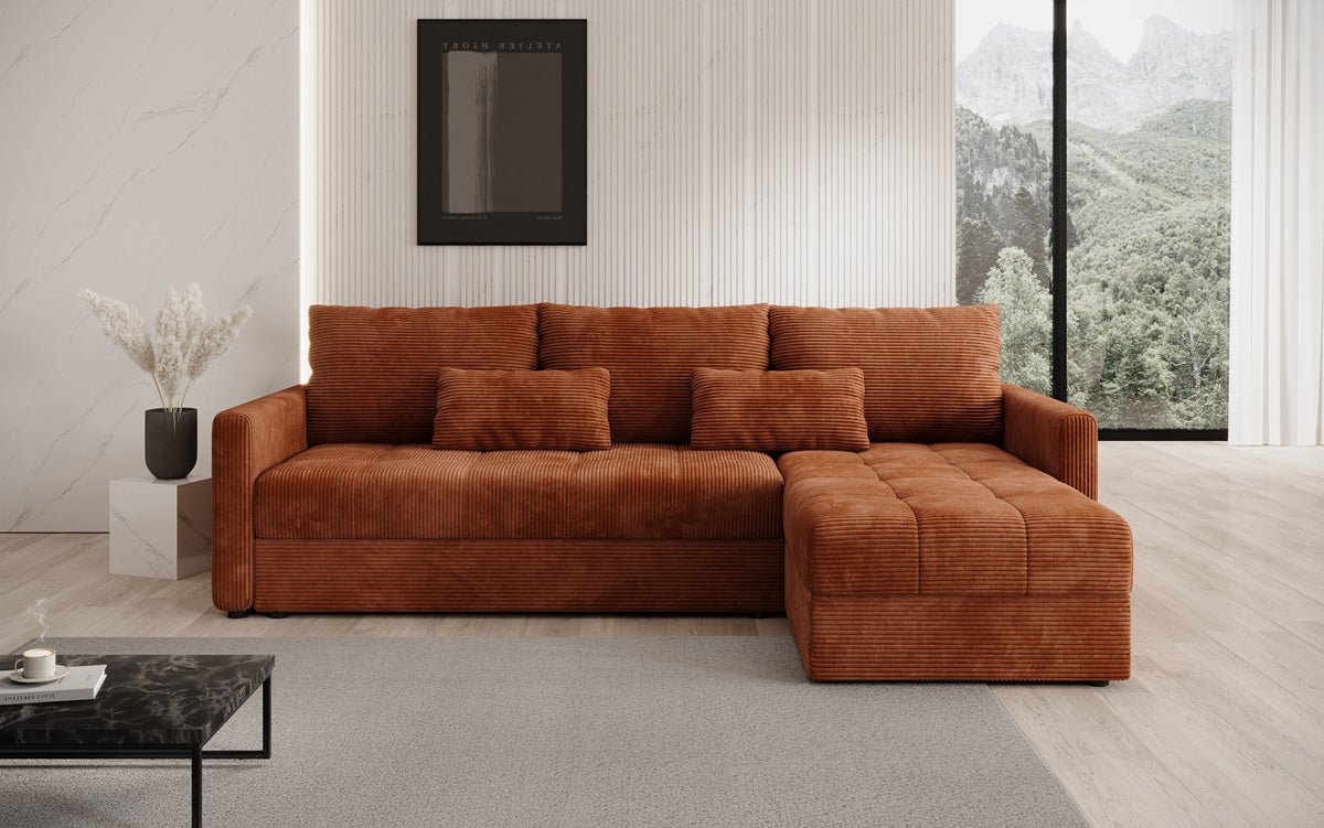Luxusbetten24 Designer Sofa Roma Cord Schlaf‑Klappfunktion