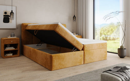 Boxspringbett Cozy II in Cord mit Stauraum