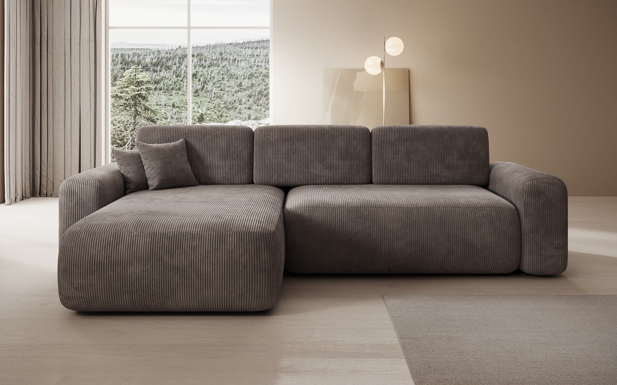 Luxusbetten24 Lola Cord Sofa mit Schlaf‑ und Klappfunktion