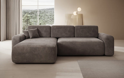 Luxusbetten24 Lola Cord Sofa mit Schlaf‑ und Klappfunktion