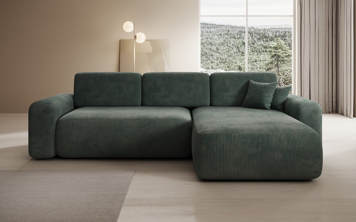 Luxusbetten24 Lola Cord Sofa mit Schlaf‑ und Klappfunktion