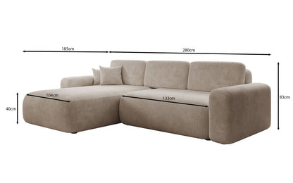 Luxusbetten24 Lola Cord Sofa mit Schlaf‑ und Klappfunktion