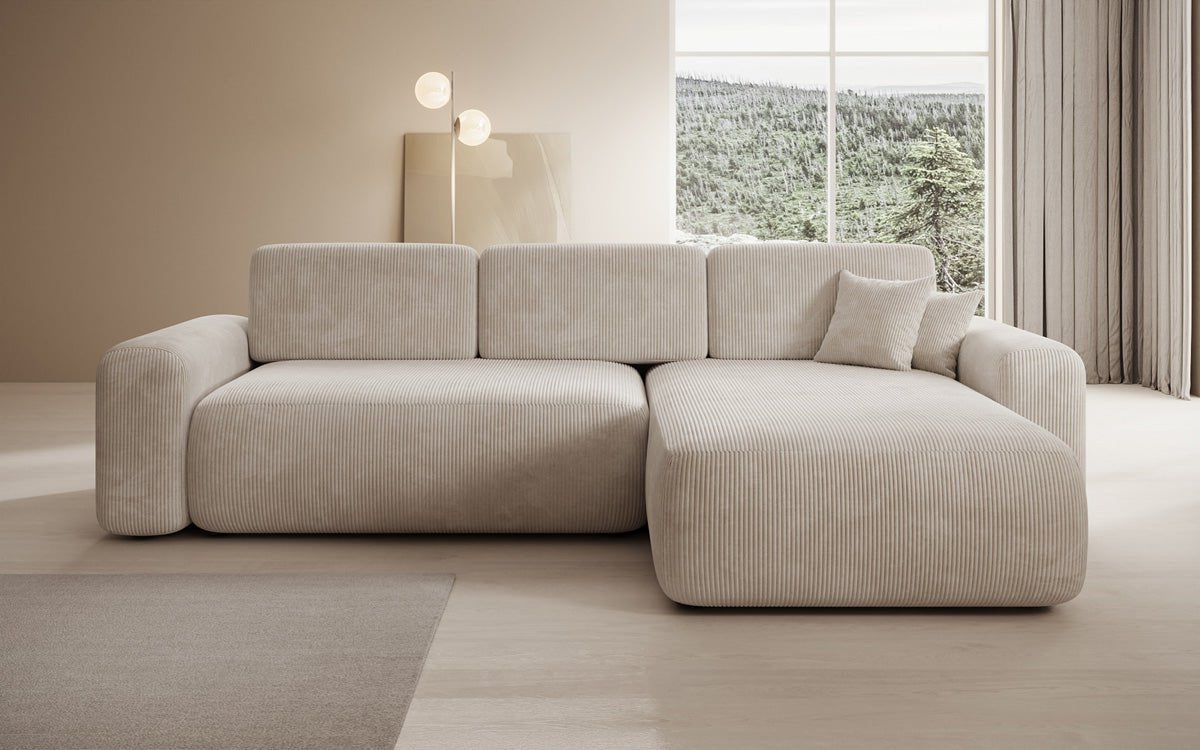 Luxusbetten24 Lola Cord Sofa mit Schlaf‑ und Klappfunktion