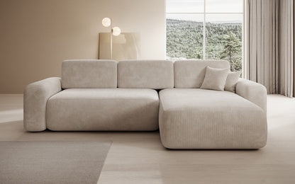 Luxusbetten24 Lola Cord Sofa mit Schlaf‑ und Klappfunktion