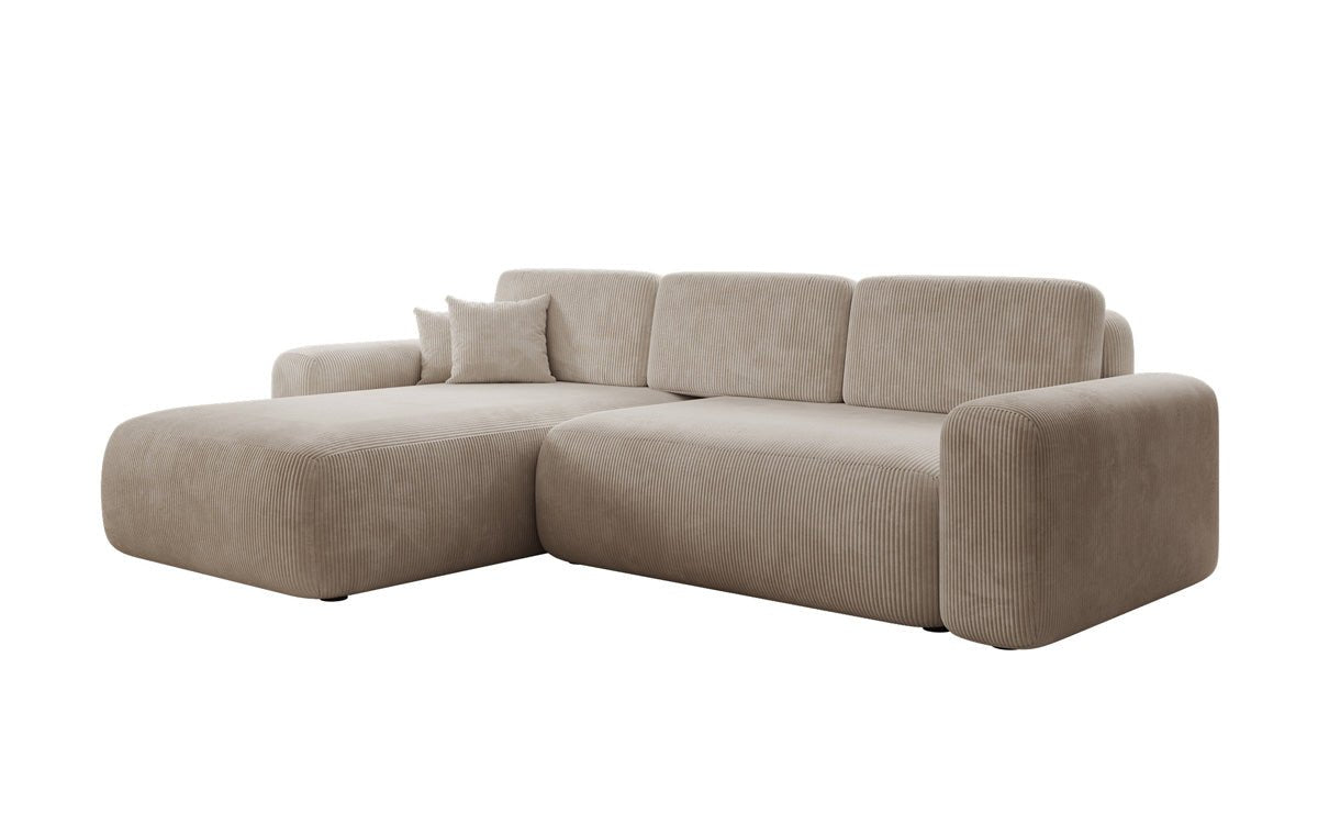 Luxusbetten24 Lola Cord Sofa mit Schlaf‑ und Klappfunktion