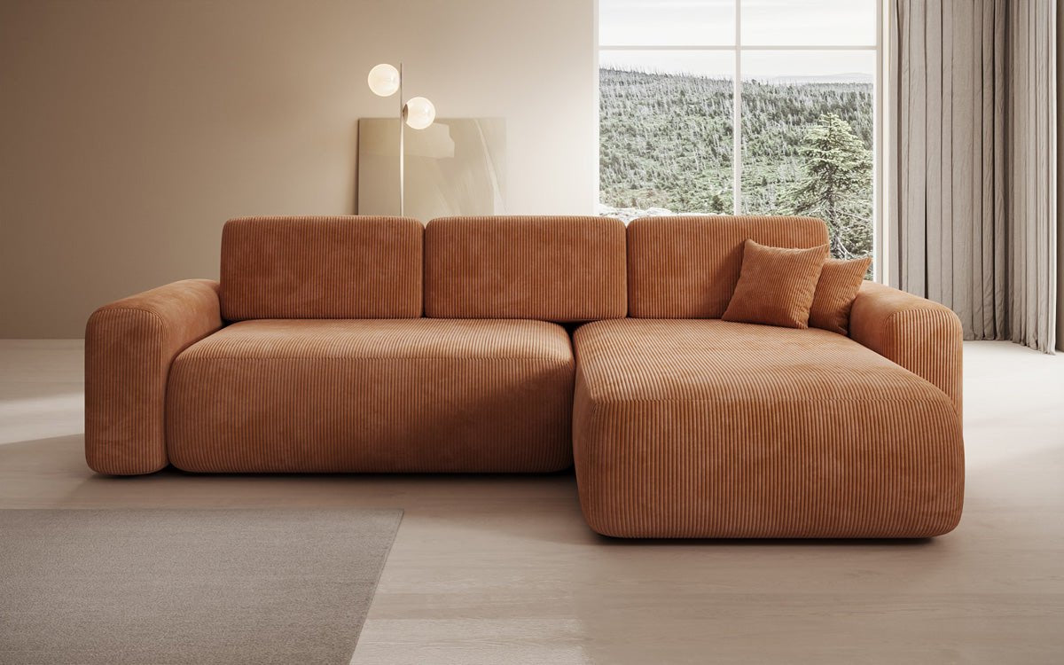 Luxusbetten24 Lola Cord Sofa mit Schlaf‑ und Klappfunktion