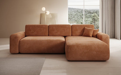 Luxusbetten24 Lola Cord Sofa mit Schlaf‑ und Klappfunktion