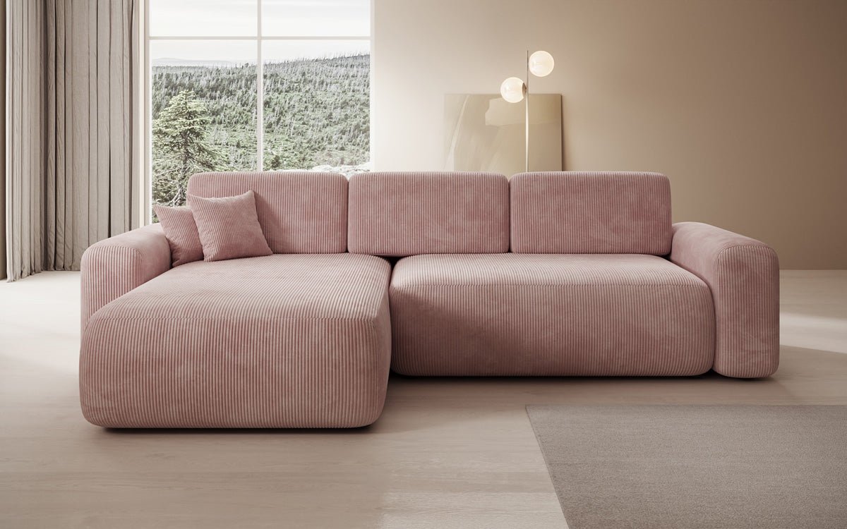 Luxusbetten24 Lola Cord Sofa mit Schlaf‑ und Klappfunktion