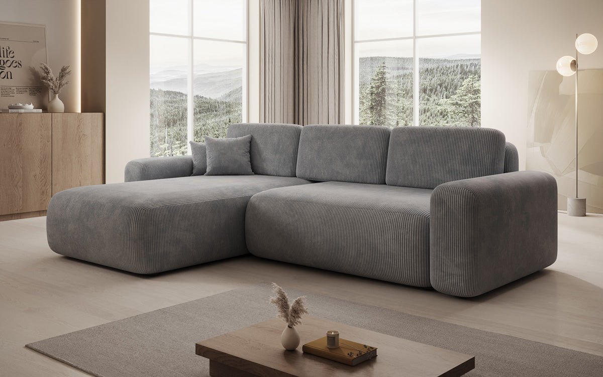 Luxusbetten24 Lola Cord Sofa mit Schlaf‑ und Klappfunktion