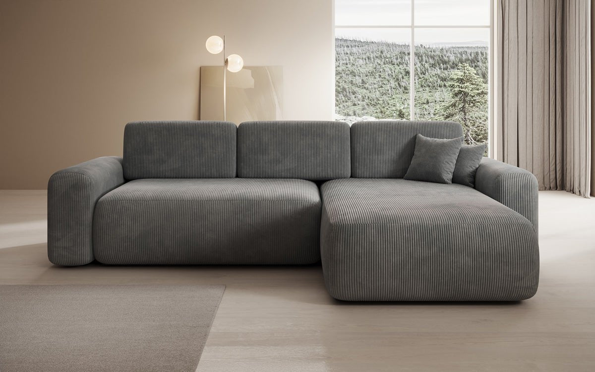 Luxusbetten24 Lola Cord Sofa mit Schlaf‑ und Klappfunktion