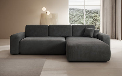 Luxusbetten24 Lola Cord Sofa mit Schlaf‑ und Klappfunktion