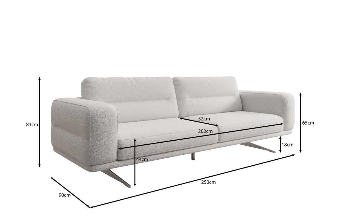 Luxusbetten24 Designer Sofa Torino 3‑Sitzer Bouclé Modern Wohnzimmer
