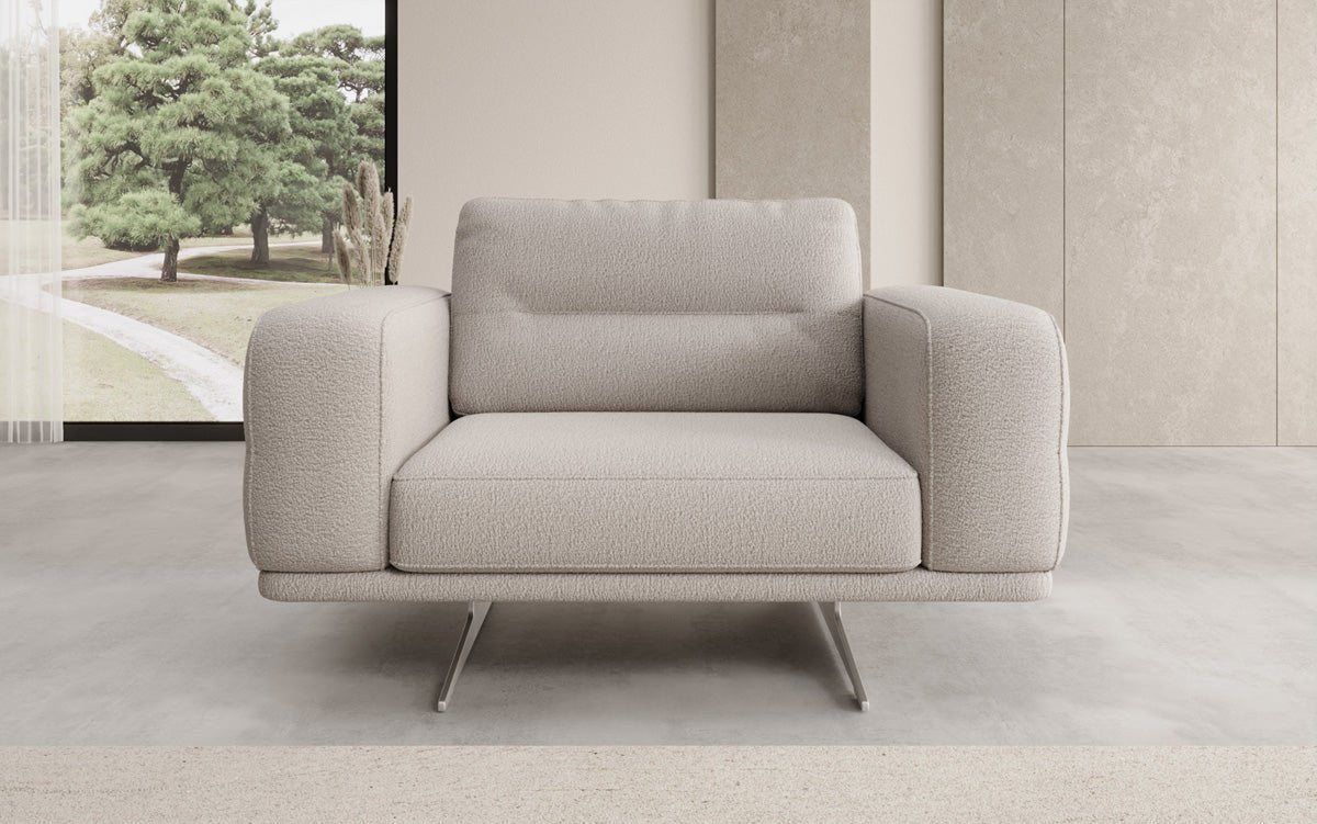 Designer Sofa‑Sessel Torino mit Armlehnen in Bouclé