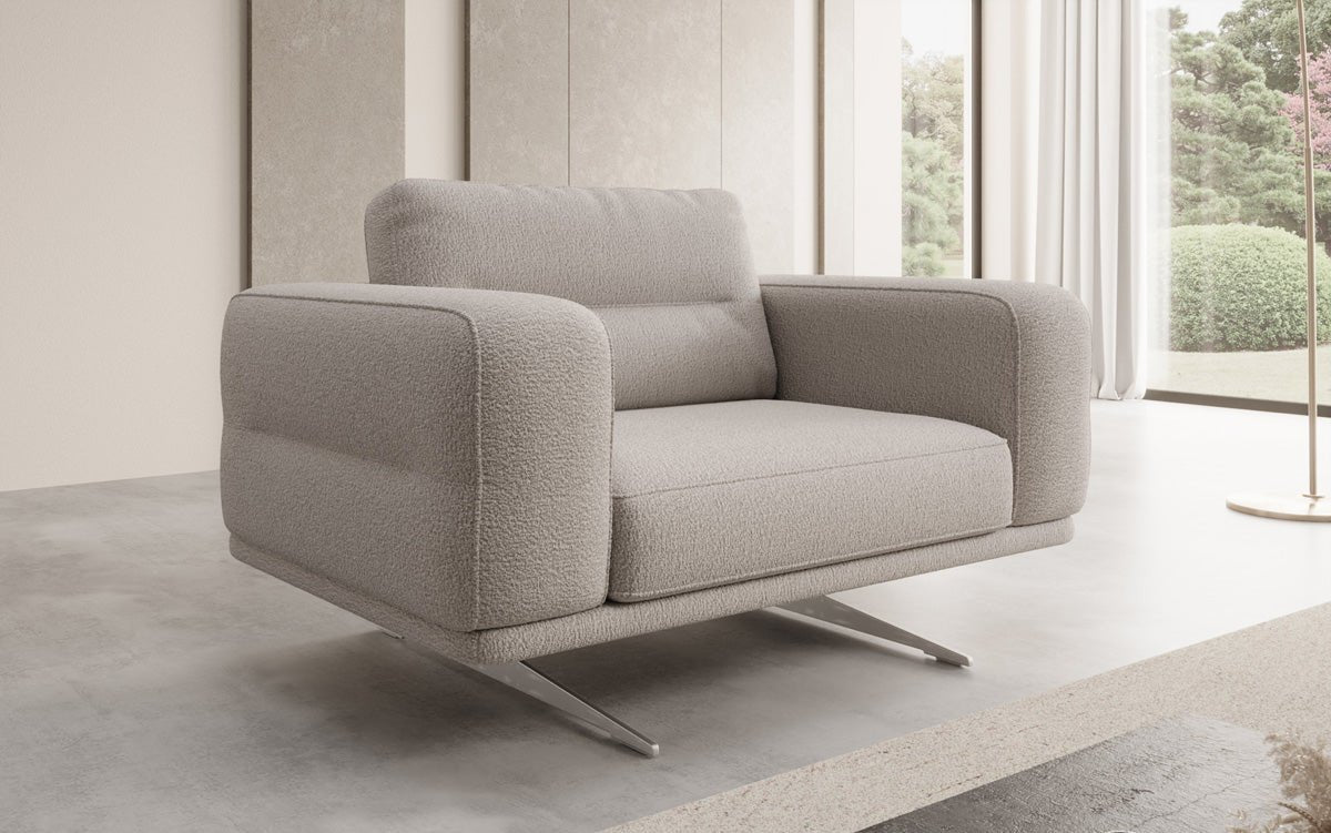 Designer Sofa‑Sessel Torino mit Armlehnen in Bouclé
