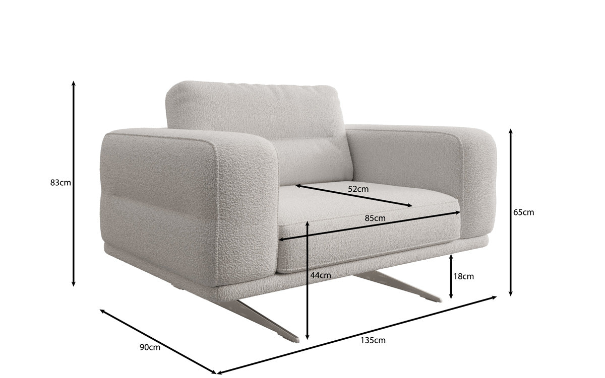 Designer Sofa‑Sessel Torino mit Armlehnen in Bouclé