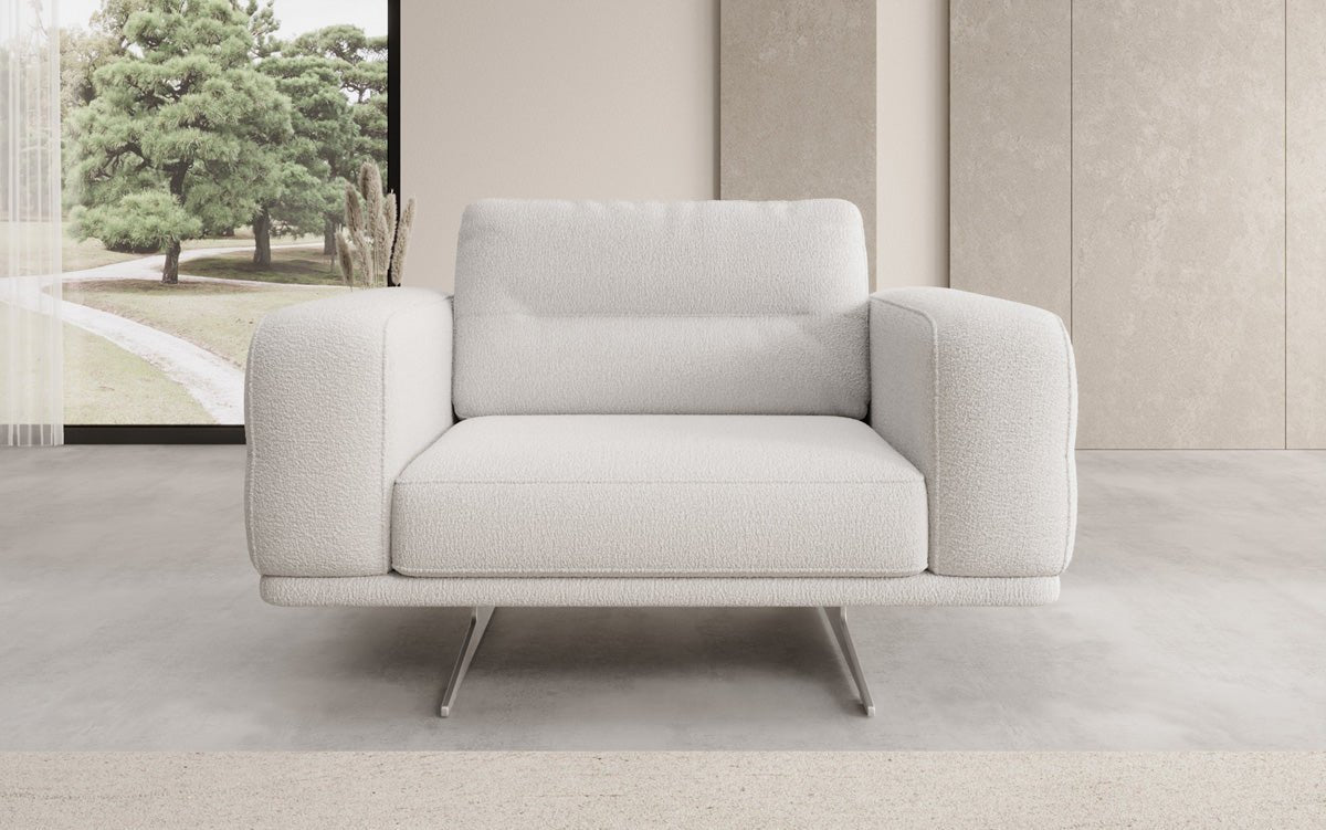 Designer Sofa‑Sessel Torino mit Armlehnen in Bouclé