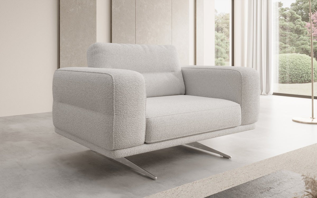 Designer Sofa‑Sessel Torino mit Armlehnen in Bouclé