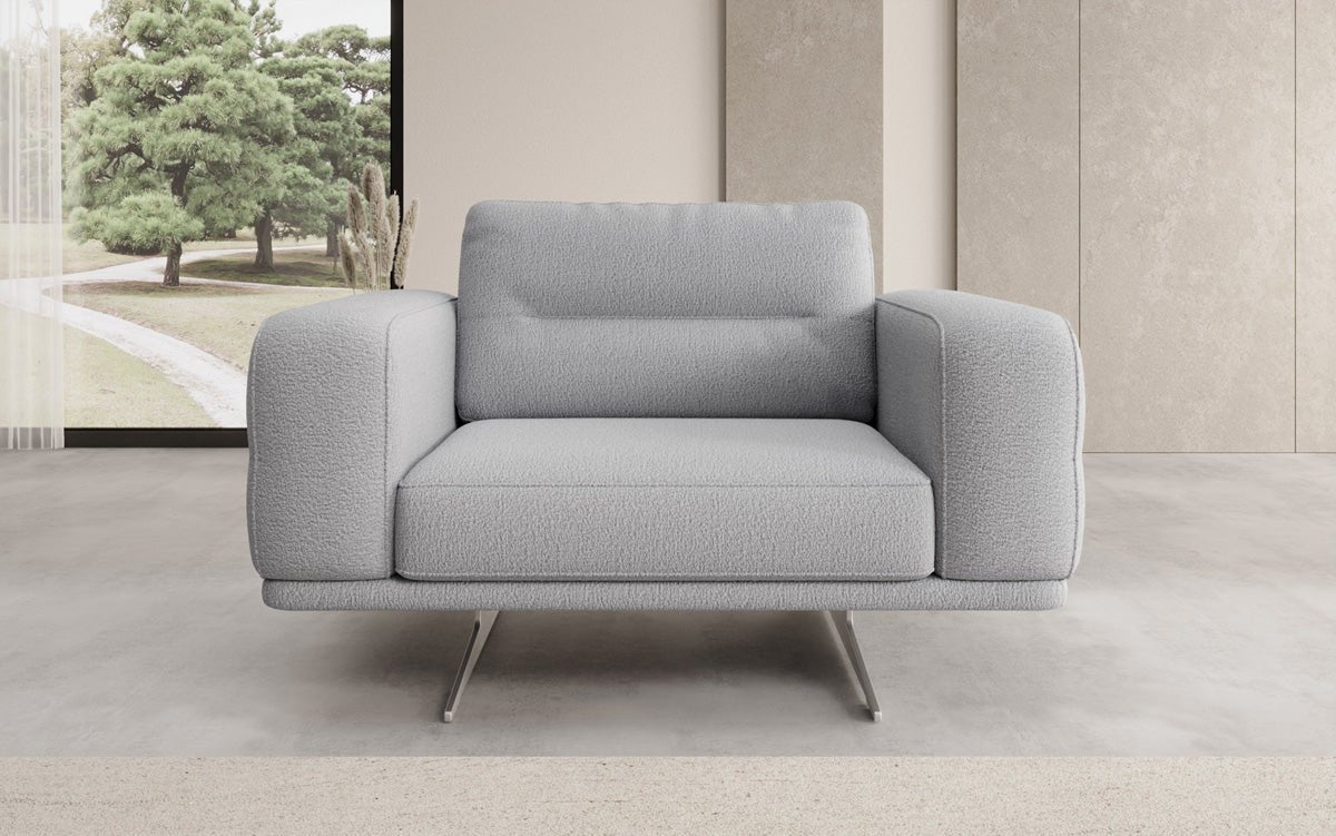 Designer Sofa‑Sessel Torino mit Armlehnen in Bouclé