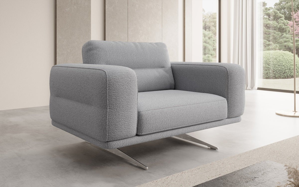Designer Sofa‑Sessel Torino mit Armlehnen in Bouclé