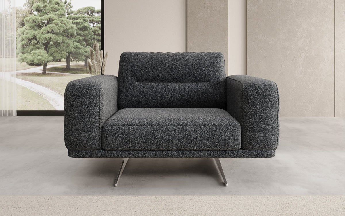 Designer Sofa‑Sessel Torino mit Armlehnen in Bouclé