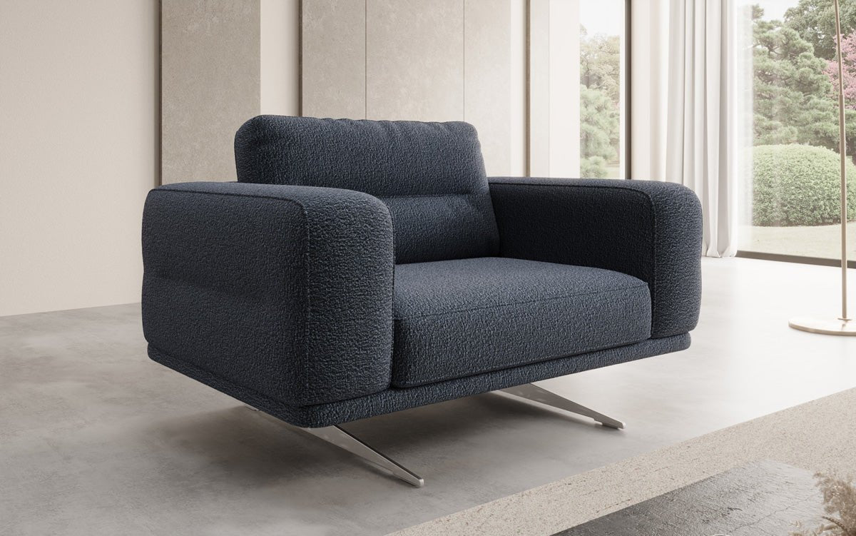 Designer Sofa‑Sessel Torino mit Armlehnen in Bouclé