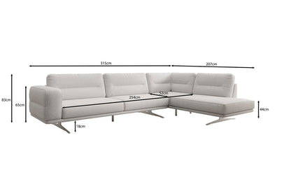 Designer L Sofa closed Torino in Bouclé