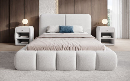 Luxusbetten24 Lolita Designer Polsterbett Bouclé mit Stauraum für Schlafzimmer