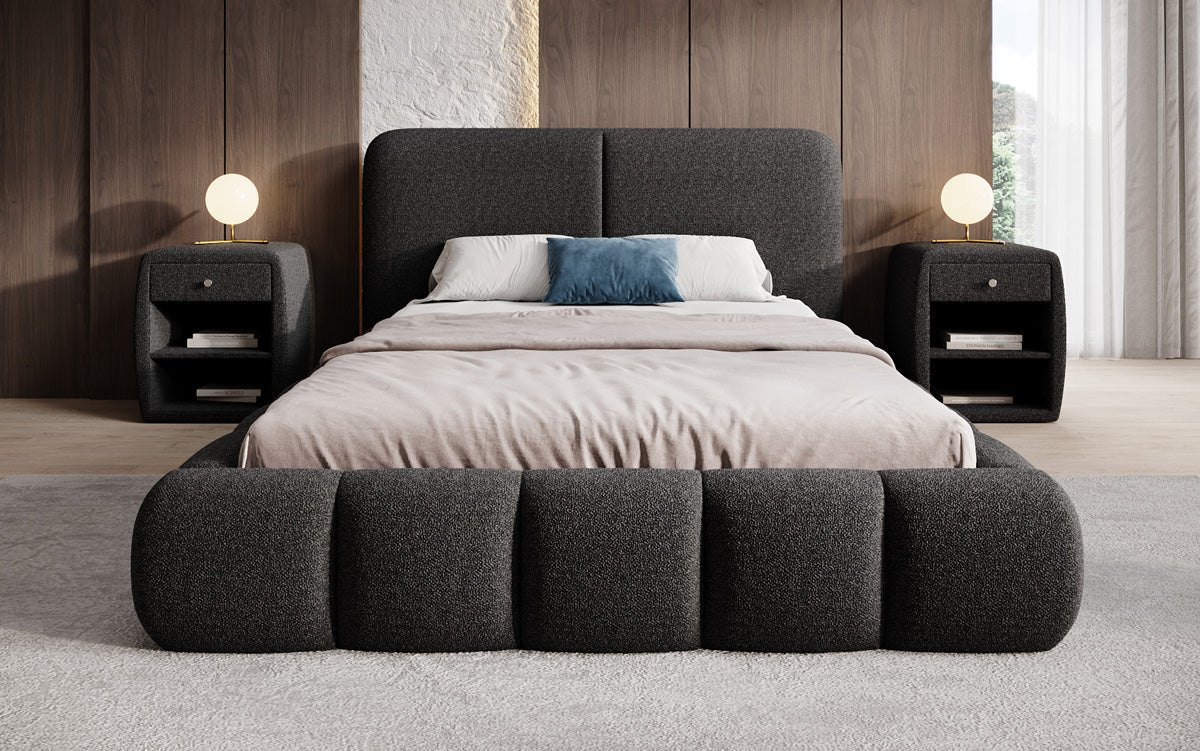 Luxusbetten24 Lolita Designer Polsterbett Bouclé mit Stauraum für Schlafzimmer