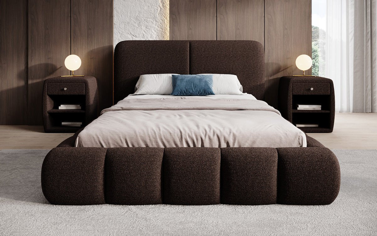 Luxusbetten24 Lolita Designer Polsterbett Bouclé mit Stauraum für Schlafzimmer