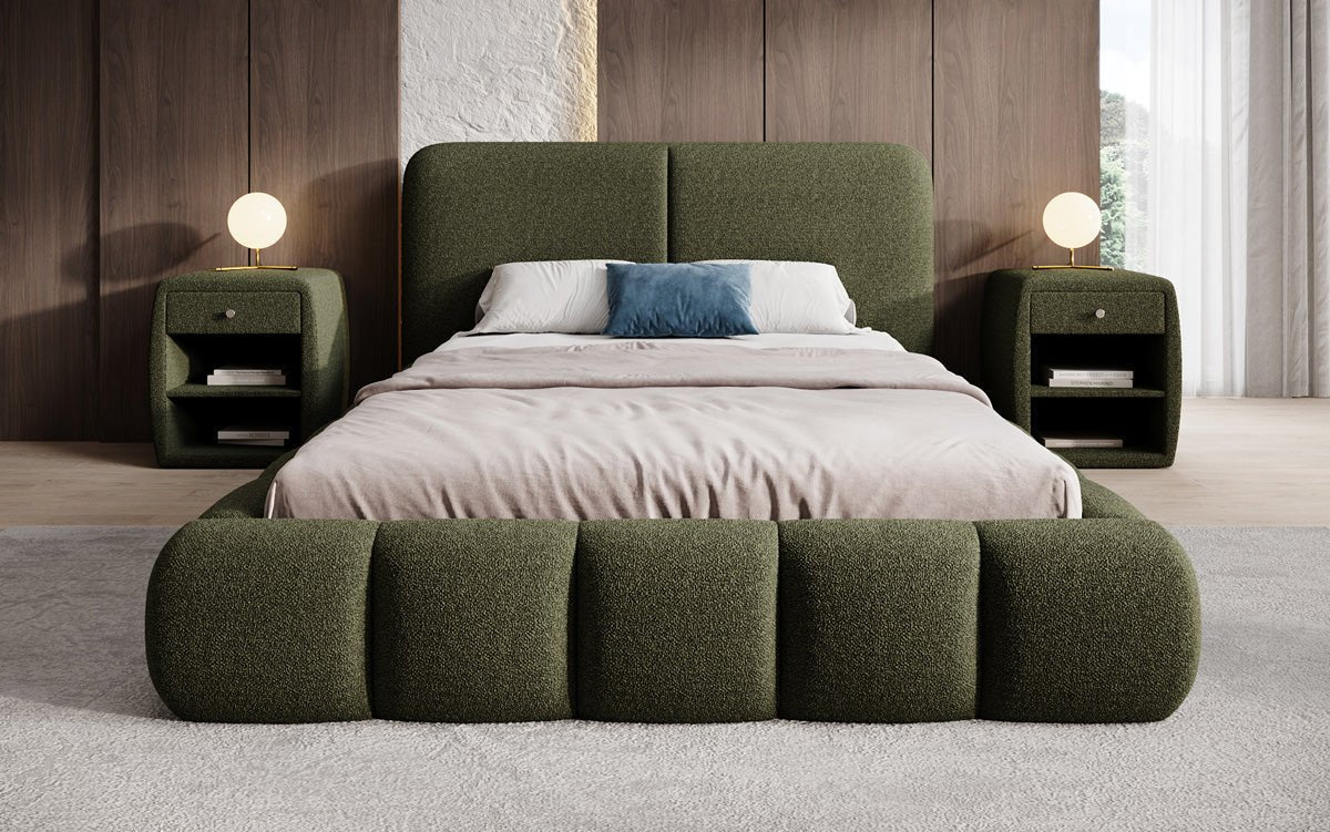 Luxusbetten24 Lolita Designer Polsterbett Bouclé mit Stauraum für Schlafzimmer