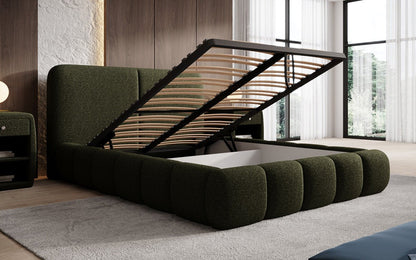 Luxusbetten24 Lolita Designer Polsterbett Bouclé mit Stauraum für Schlafzimmer