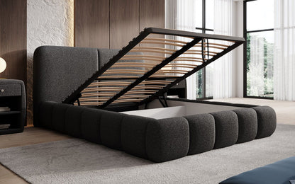 Luxusbetten24 Lolita Designer Polsterbett Bouclé mit Stauraum für Schlafzimmer