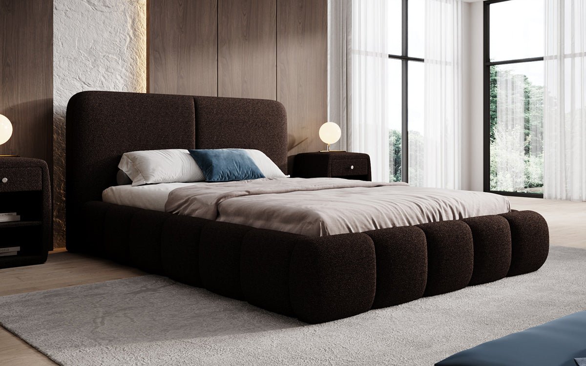 Luxusbetten24 Lolita Designer Polsterbett Bouclé mit Stauraum für Schlafzimmer