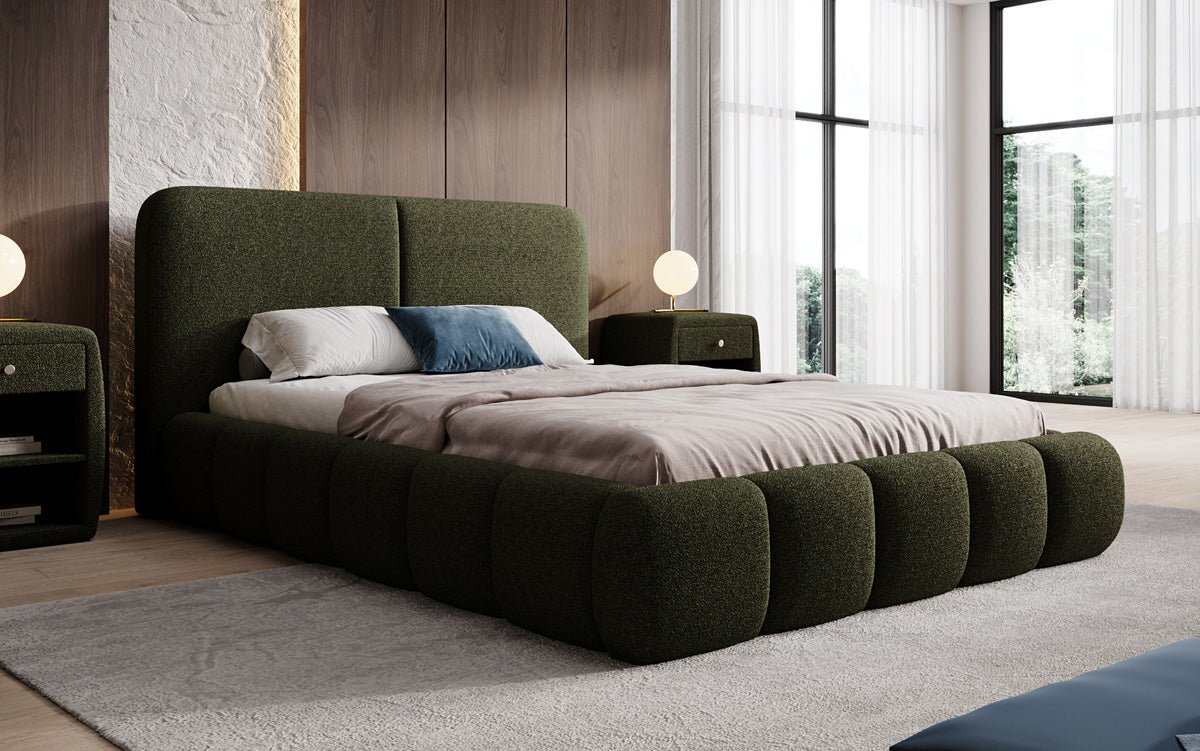 Luxusbetten24 Lolita Designer Polsterbett Bouclé mit Stauraum für Schlafzimmer